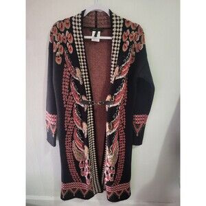 BCBG Maxazria runway Knit Sweater Long Jacket Coat Soft Fuzzy Long Open Cardigan